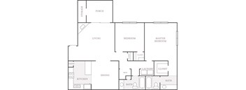 1366 sq.ft. 2 bedroom apartment floor plan at The Columns at Lake Ridge.at The Columns at Lake Ridge, Dunwoody