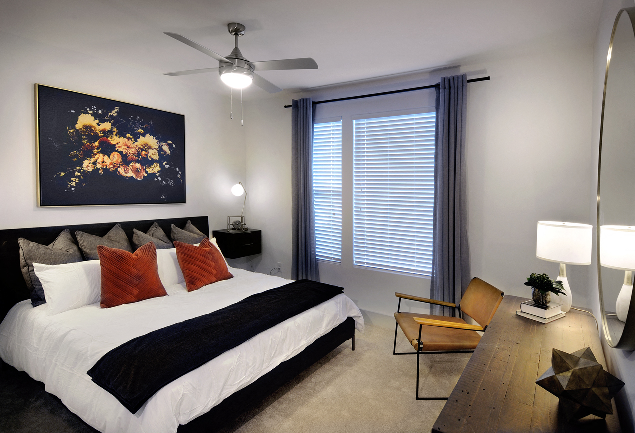 Bedroom With Expansive Windows at The Ellis, Savannah, GA, 31404