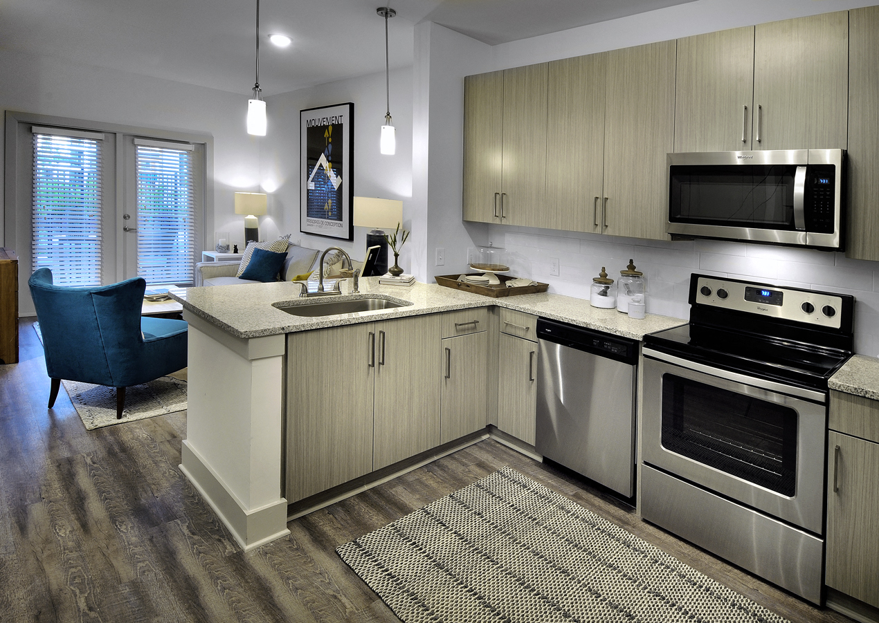 Kitchen With Bar Seating at The Ellis, Georgia
