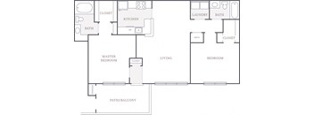2 Bed 1 Bath Floor Plan at The Columns at Bear Creek, Florida, 34654