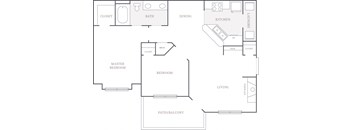 2 Bed 1 Bath Floor Plan at The Fairways at Jennings Mill in Athens Georgia