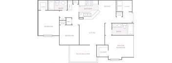 3 Bed 3 Bath 1 Bed 1 Bath Floor Plan at The Fairways at Jennings Mill in Athens Georgia