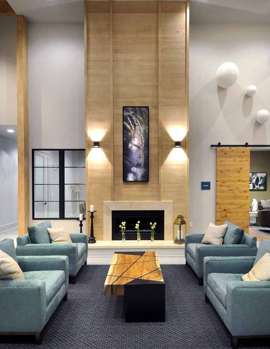 Modern Club-room With Roll-up Garage Door-style Windows at The Ellis, Savannah, GA