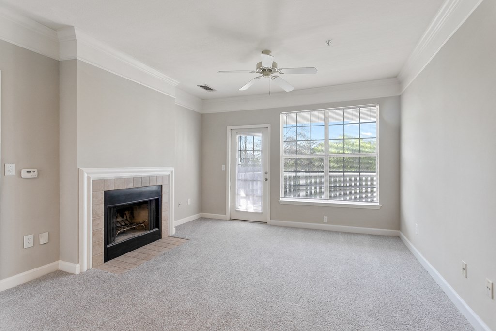 renovated living room with fireplace