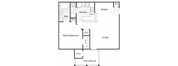 1 bedroom 1 bathroom floor plan A at The Columns at Coldbrook Station, Port Wentworth