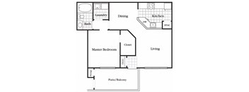 1 bedroom 1 bathroom floor plan B at The Columns at Coldbrook Station, Georgia