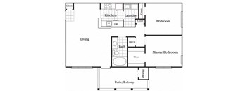 1 bedroom 1 bathroom floor plan C at The Columns at Coldbrook Station, Port Wentworth, GA, 31407