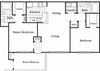 2 bedroom 2 bathroom floor plan F 2 bedroom 2 bathroom floor plan Fat The Columns at Coldbrook Station, Port Wentworth, 31407