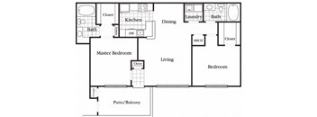 2 bedroom 2 bathroom floor plan G at The Columns at Coldbrook Station, Port Wentworth, Georgia