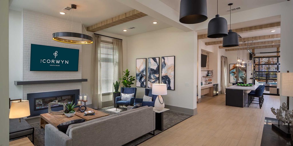 Clubhouse With Fireplace at The Corwyn South Point, McDonough, 30253