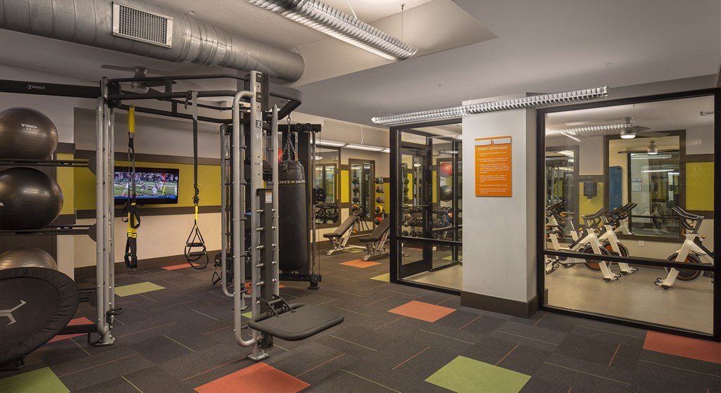 Fitness Center With Modern Equipment Fitness Center With Modern Equipment at The Cliftwood, Sandy Springs, GA