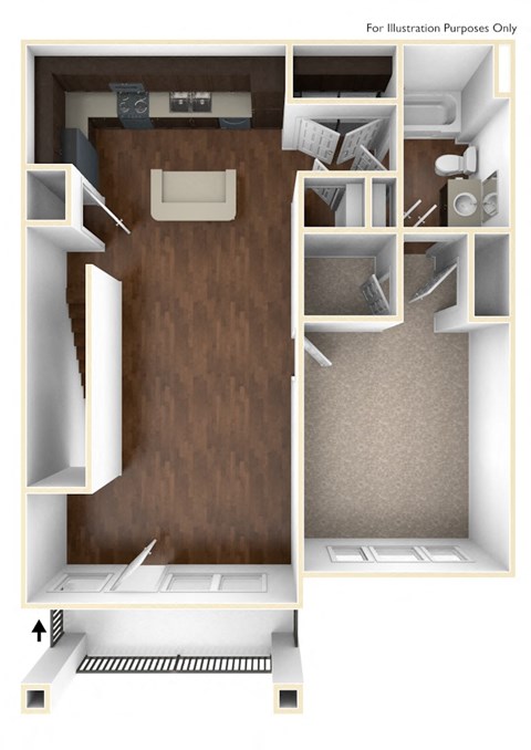 a floor plan of a 560 sq. ft. apartment