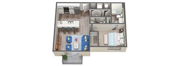 1 Bedroom 1.5 Bath Floor Plan at Waterline Bonita Springs, Bonita Springs, Florida
