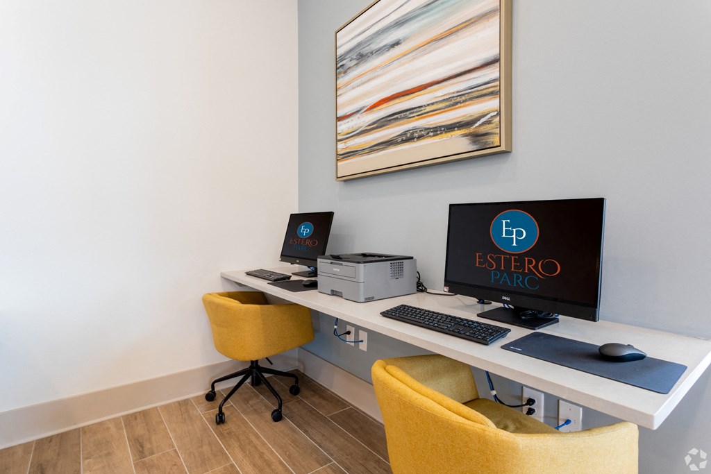Convienient Business Center with wifo lounge in clubhouse, at Estero Parc, Estero, FL, 33928