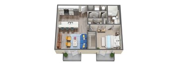 1 Bed 1.5 Bath Floor Plan at Waterline Bonita Springs, Bonita Springs, FL, 34135