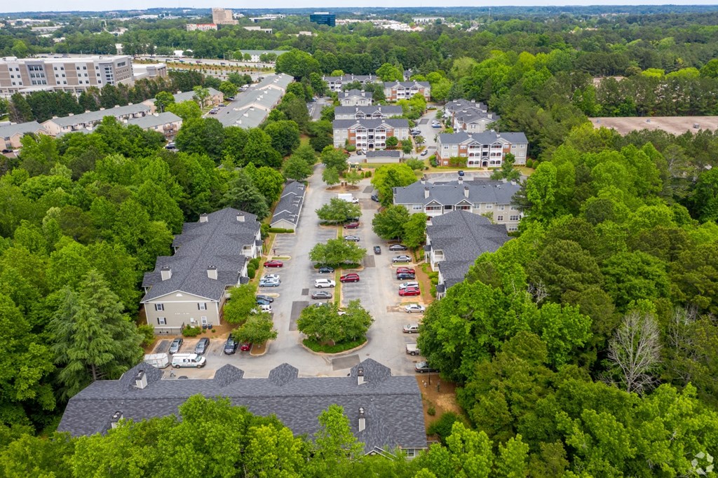 Aerial Community View of The Columns at Club Drive, Duluth, Georgia