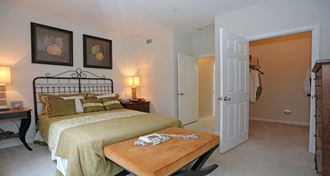 Bright guest bedroom with walk-in closet and large window at The Columns at Cypress Point, 4330 Point Cypress Boulevard, Wesley Chapel, Florida