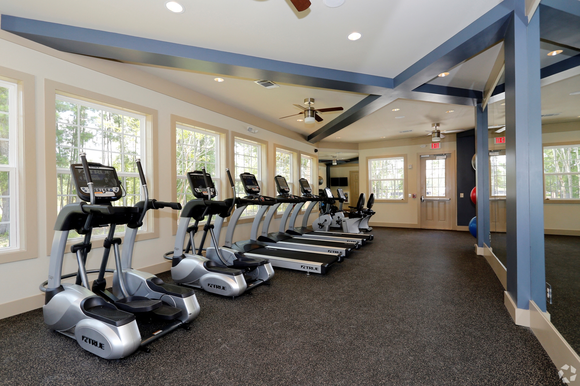 State-of-the-art fitness center with cardio equipment at The Columns at Coldbrook Station, Georgia