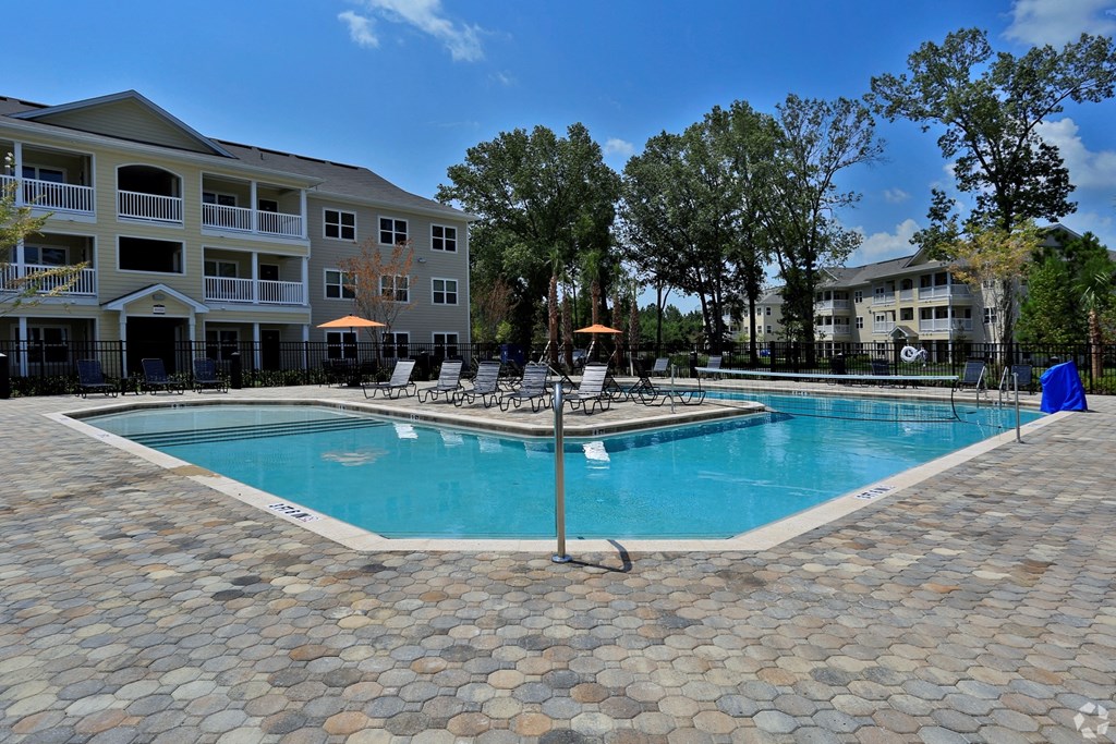 Crystal blue swimming pool at The Columns at Coldbrook Station, Port Wentworth, GA