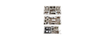 Three different floor plans of a house are displayed.