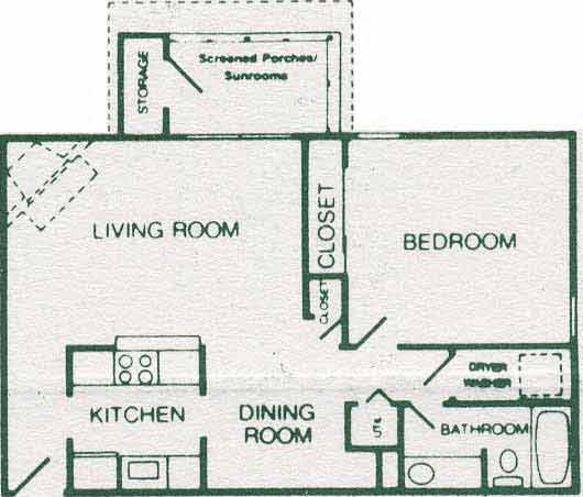 1 bedroom apartment floor plan at Concepts 21 the Corners. 1 Bedroom 1 Bath Deluxe
