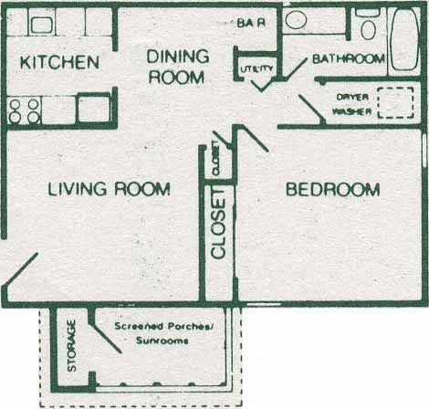1 bedroom apartment floor plan at Concepts 21 the Corners. 1 Bedroom 1 Bath Standard