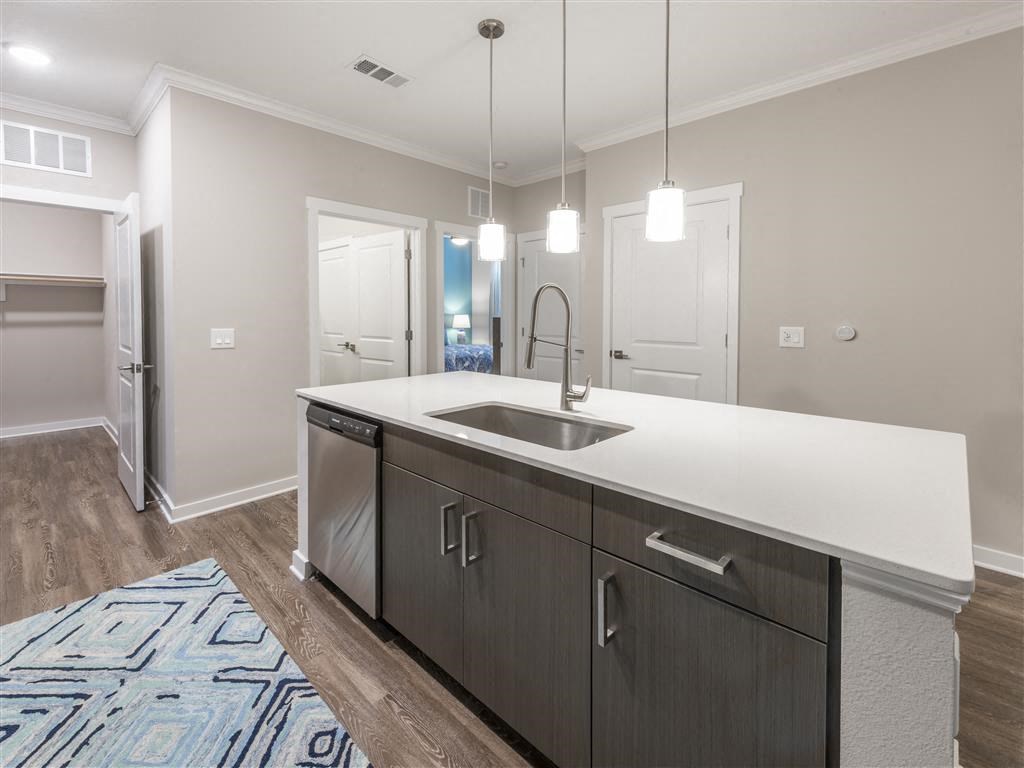 a kitchen with a sink and a dishwasher at Verso Apartments, Davenport, 33896