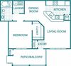 896 sq.ft. 1 bedroom 1 bath floor plan A 896 sq.ft. 1 bedroom 1 bath floor plan A at The Columns at Hiram, Hiram, GA