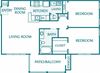 1131 sq.ft. 2 bedroom 1 bath floor plan 1131 sq.ft. 2 bedroom 1 bath floor plan at The Columns at Hiram, Hiram, Georgia