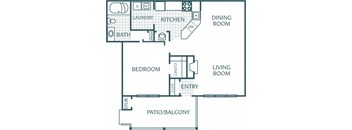 888 sq.ft. 1 bedroom 1 bathroom floor plan A at The Columns at Paxton Lane, Lilburn, Georgia
