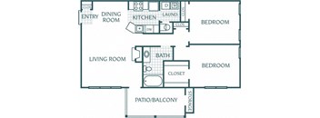 1,131 sq.ft. 2 bedroom 1 bathroom floor plan at The Columns at Paxton Lane, Georgia