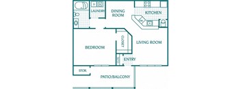 944 sq.ft. 1 bedroom 1 bathroom floor plan at The Columns at Oakwood, Oakwood, Georgia