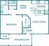 944 sq.ft. 1 bedroom 1 bathroom floor plan 944 sq.ft. 1 bedroom 1 bathroom floor plan at The Columns at Oakwood, Oakwood, Georgia