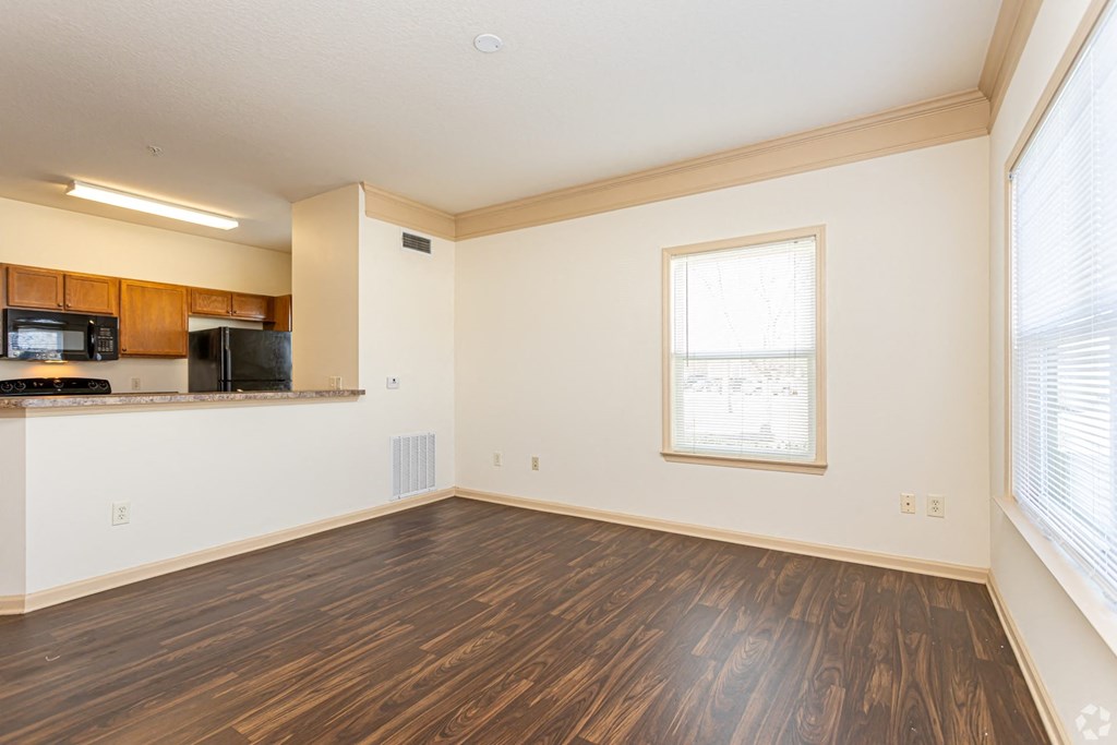 Spacious living room and kitchen at Houma Highlands, Houma
