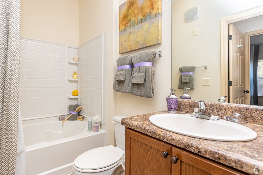 Cozy bathroom with large tub and modern decor at Houma Highlands, Louisiana, 70360