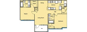 2 Bed 2 Bath Floor Plan at Houma Highlands, Houma, 70360