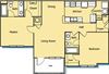 2 Bed 2 Bath Floor Plan 2 Bed 2 Bath Floor Plan at Houma Highlands, Houma, 70360