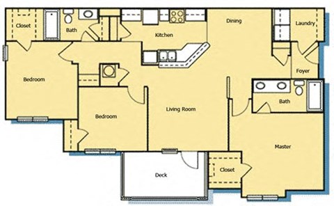 3 Bed 2 Bath Floor Plan at Houma Highlands, Houma, Louisiana