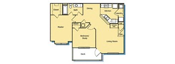 2 Bed 1 Bath Floor Plan at Houma Highlands, Houma, Louisiana