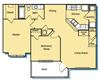 2 Bed 1 Bath Floor Plan 2 Bed 1 Bath Floor Plan at Houma Highlands, Houma, Louisiana