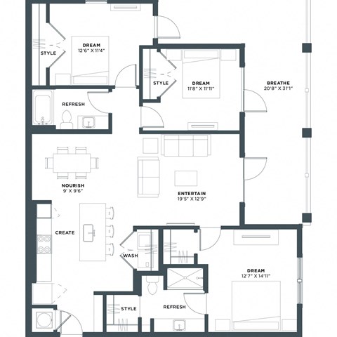 C1 Floor Plan at Makara Orlando, Orlando, 32817