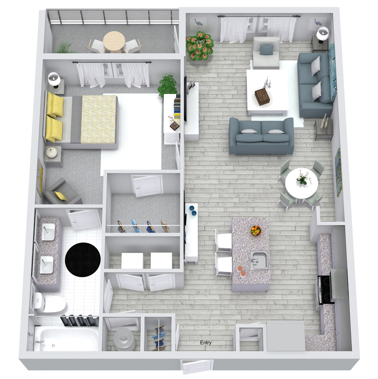 1 bed 1 bath floorplan, at NorthPointe, Greenville