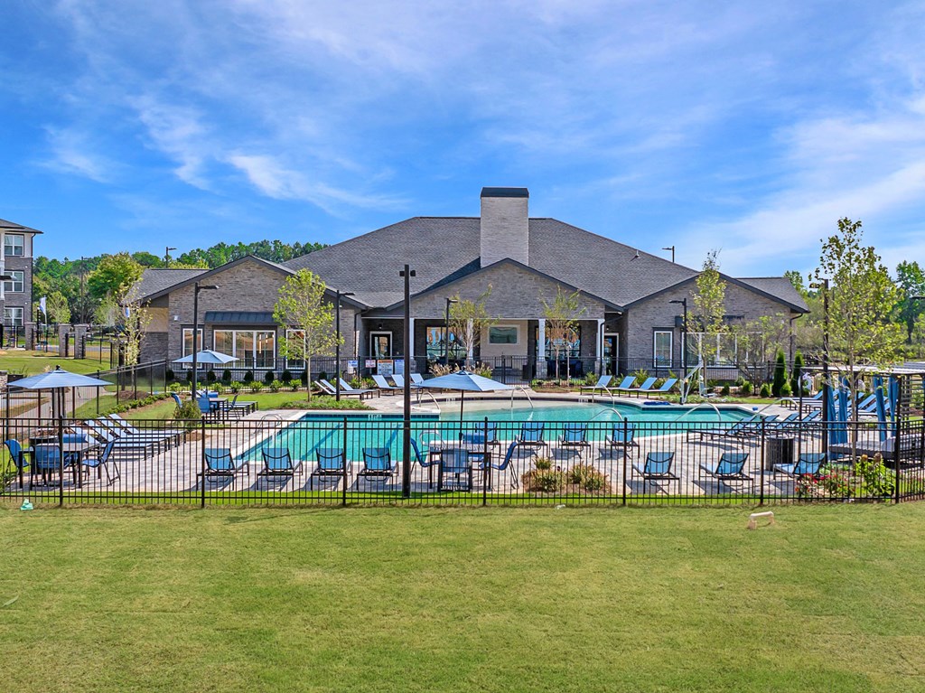 the view of the pool at our apartments