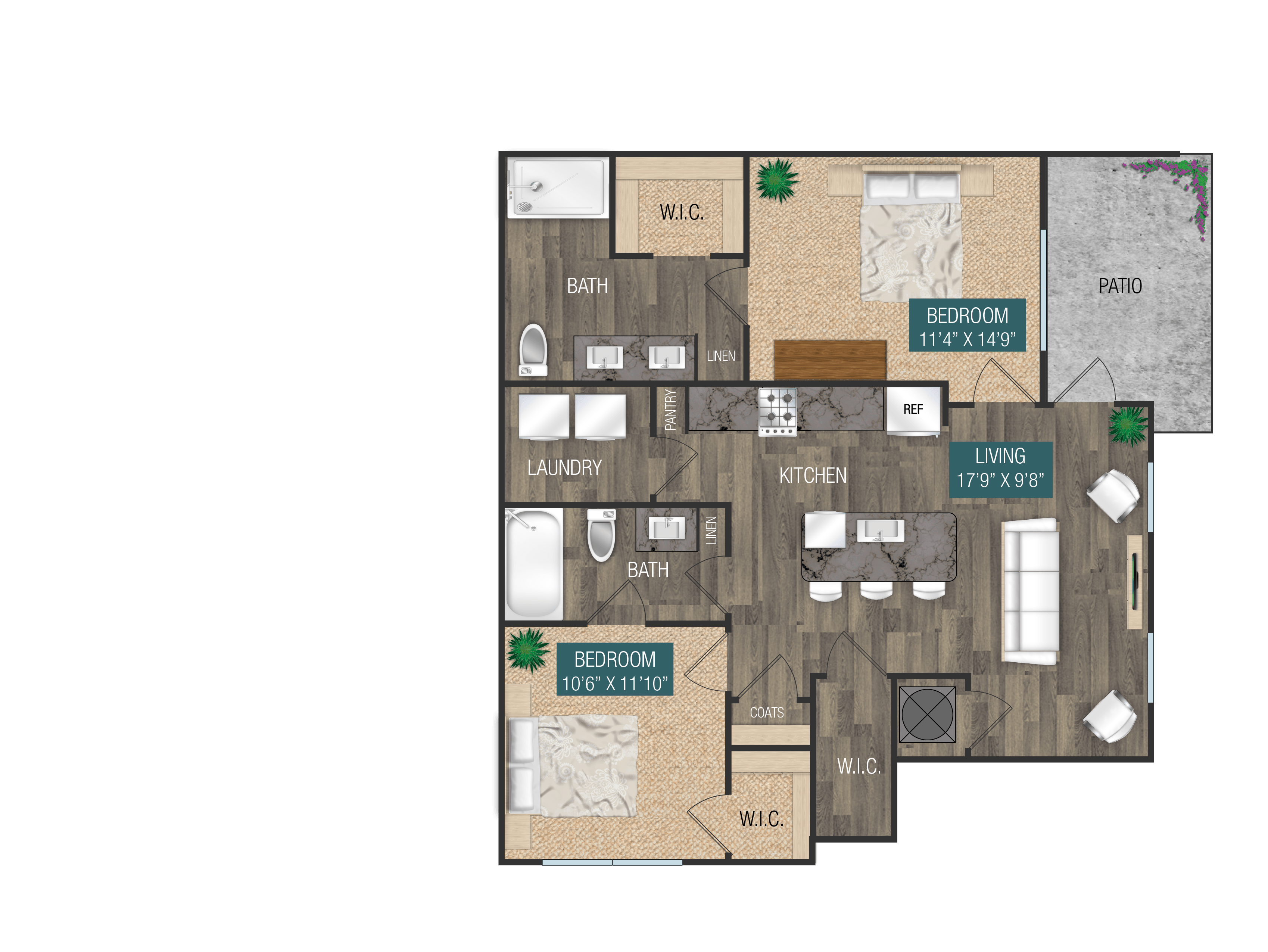 2 Bed 2 Bath,  1024SF at Verso Apartments, Davenport, FL, 33896