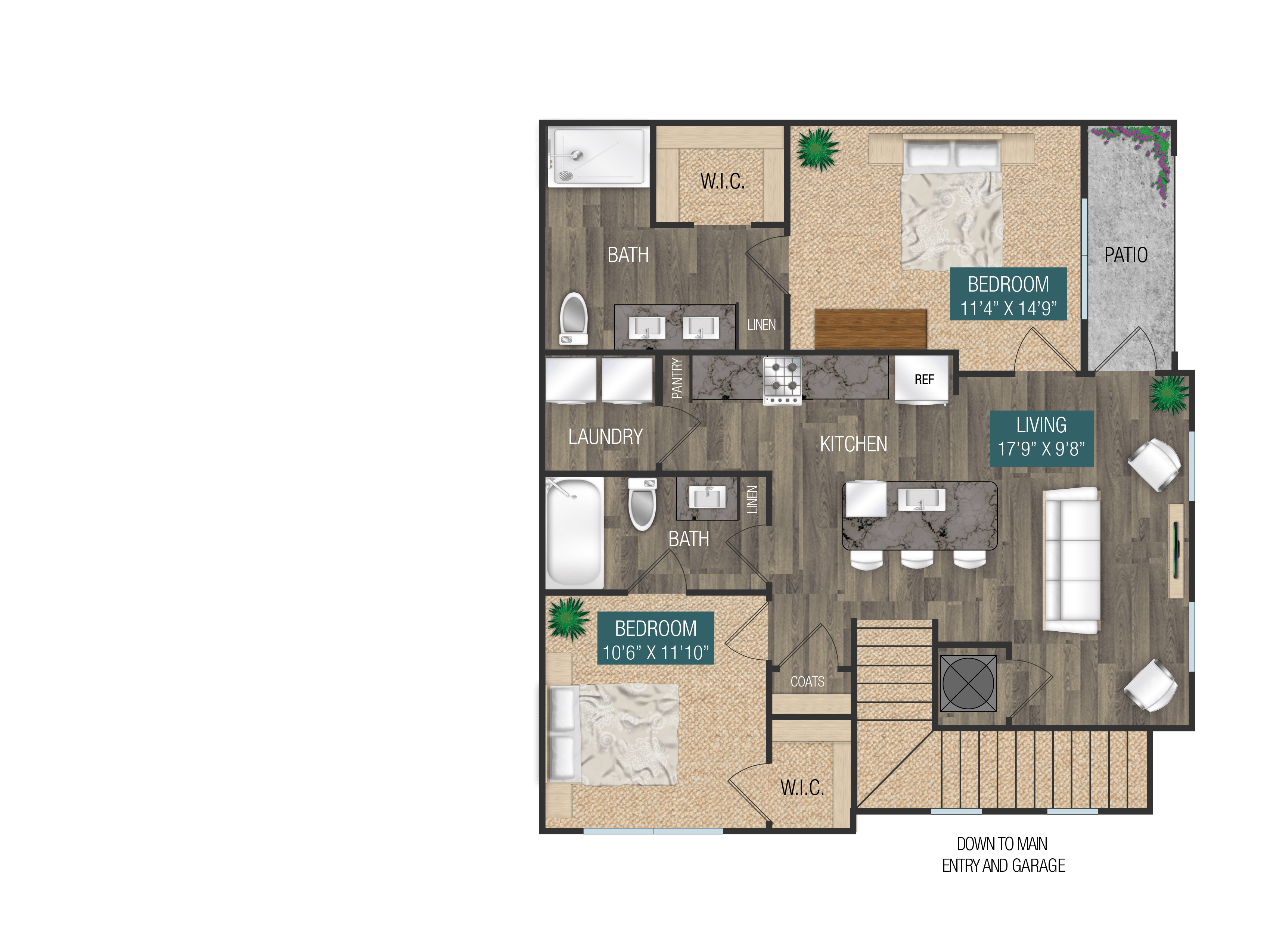 B2, 2 Bedroom, 2 Bath 1084SF with or without attached optional garage at Verso Apartments, Davenport, FL