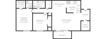A black and white image of a floor plan for a house.