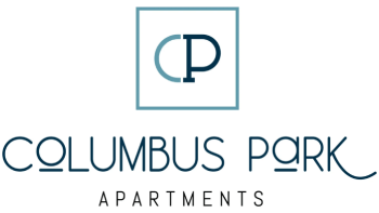 Columbus Park Apartments logo with a blue background.