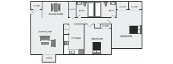 A black and white image of a house floor plan.