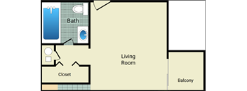 A bathroom is attached to a living room and closet.