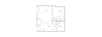 A floor plan of a house with labeled rooms such as Bedroom, Bathroom, Kitchen, Living room, and Closet.